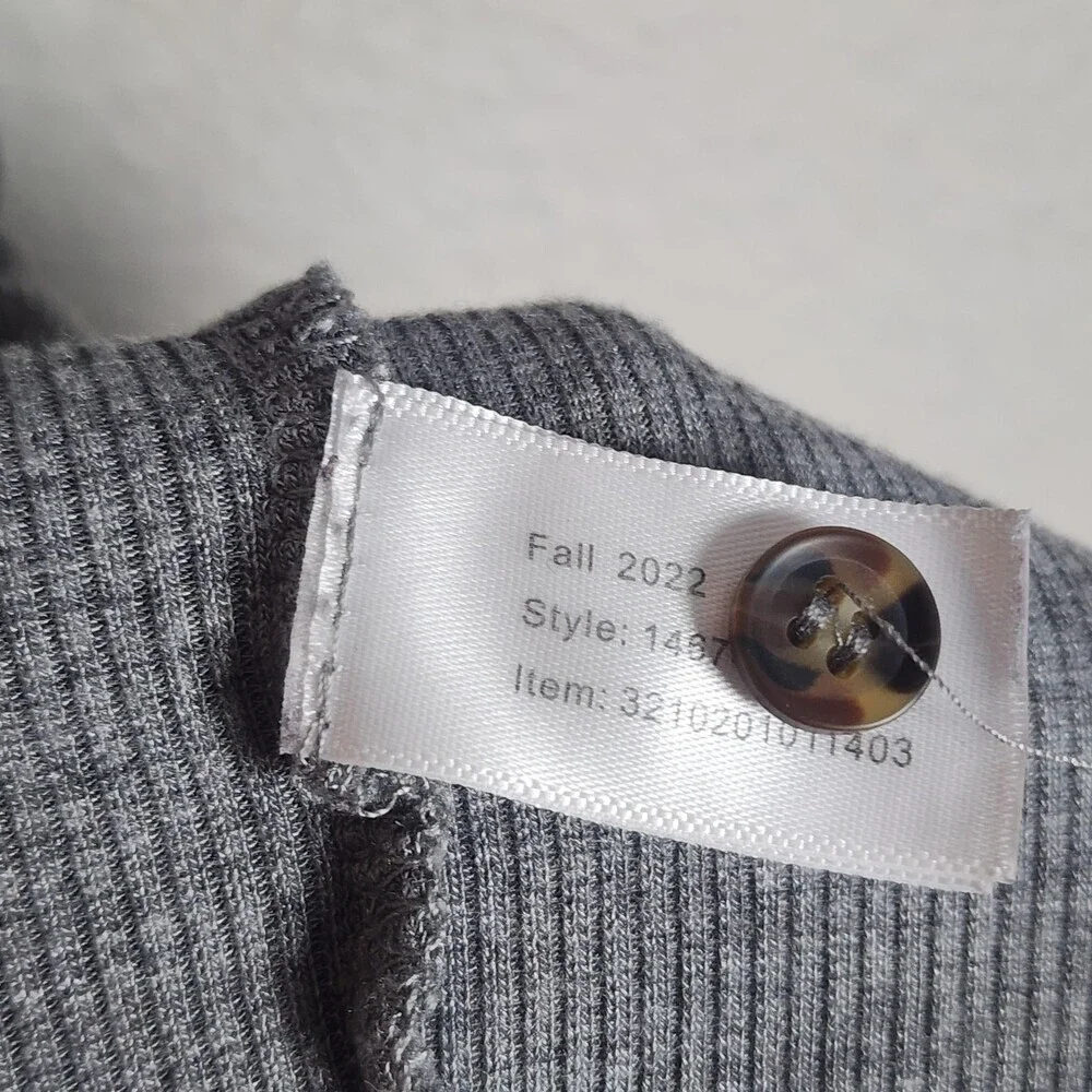 Marine Layer top Womens Small Gray V Neck Lexi Button Modal Spandex Knit